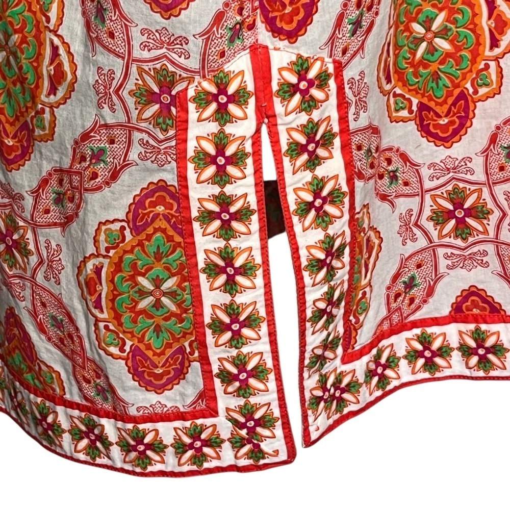 Gretchen Scott Lightweight Pink Orange Medallion Boho Cotton Tunic Top — Size M - Picture 5 of 15